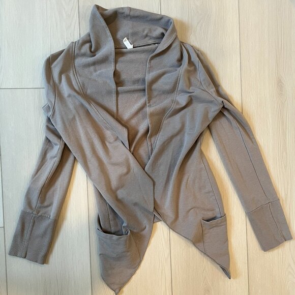 Monk & Lou Beige Gray White Long Sleeve Coat Wrap Medium - Picture 1 of 3